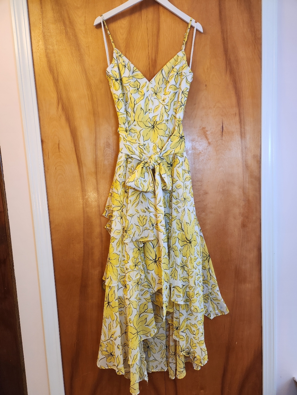 Badgley Mischka Women's Yellow Mixed Print Dress, Size 6, $795 - Picture 5 of 14